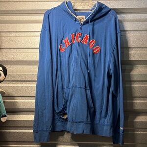 Reebok Blue Zip-Up Sweater with Chicago Design